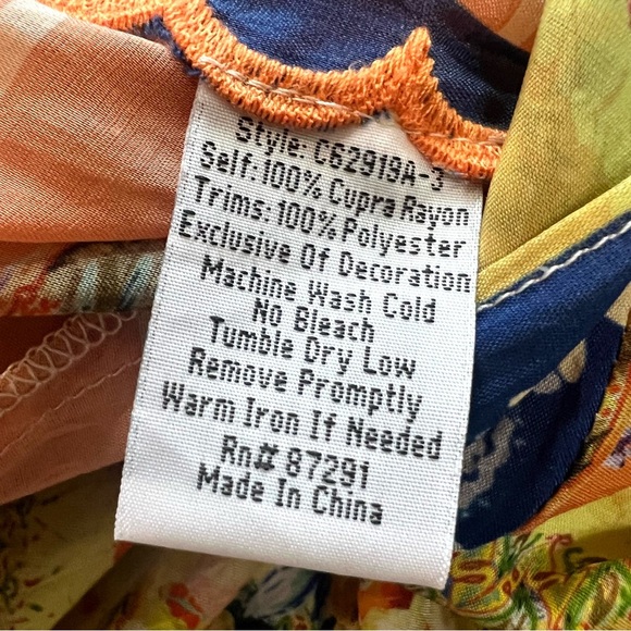 Johnny Was Silky Printed Wide Open Leg Pull On Bohemian Artsy Pants Women’s XL - Picture 9 of 10